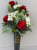 Christmas spike vase with red roses & Queen Annes lace