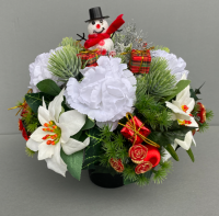 Christmas Memorial pot with snowman